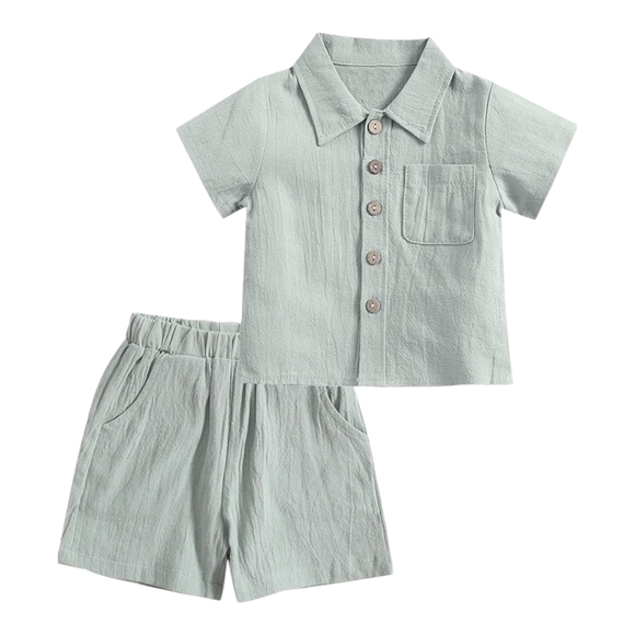 Toddler 2pc Set 3T-4T Green 100% Gauze Cotton Muslin Cotton Look Beach Vacation - Picture 1 of 5